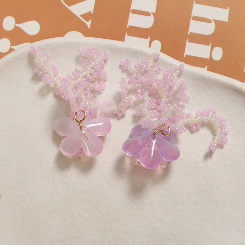 

Shoe Decor 1 Piece Handcrafted Resin Beaded Tassel Bow Ombre Flower DIY for Jelly Clog Sandals Princess Crystal Korean