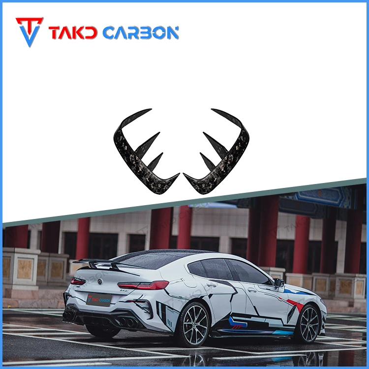 

High Quality TAKD 3K Twill Carbon Weave Dry Carbon Fiber Rear Bumper Canards for bmws 8 Series G16 2019-2023
