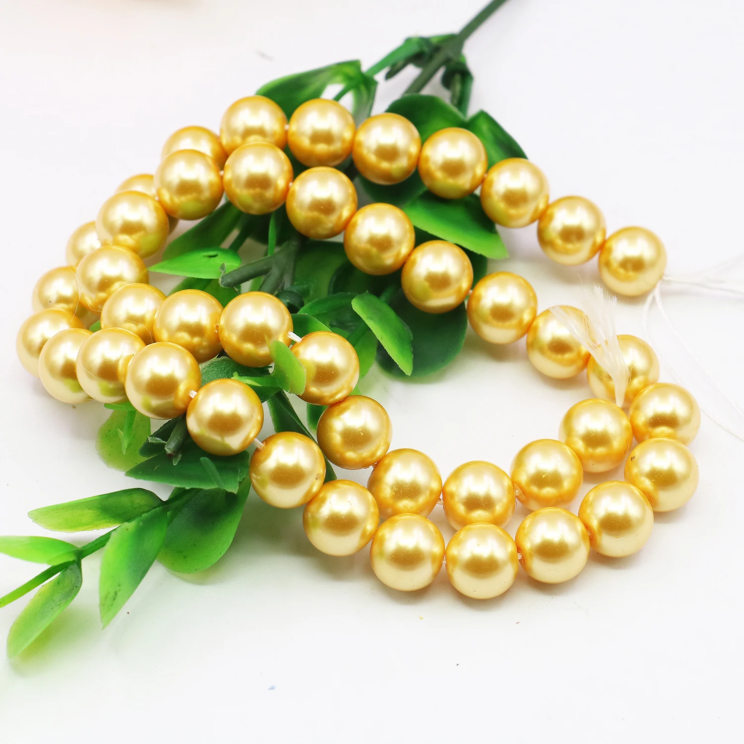 8 10 12mm round gold color shell pearl loose beads DIY Accessory Parts fashion jewelry making design women gifts