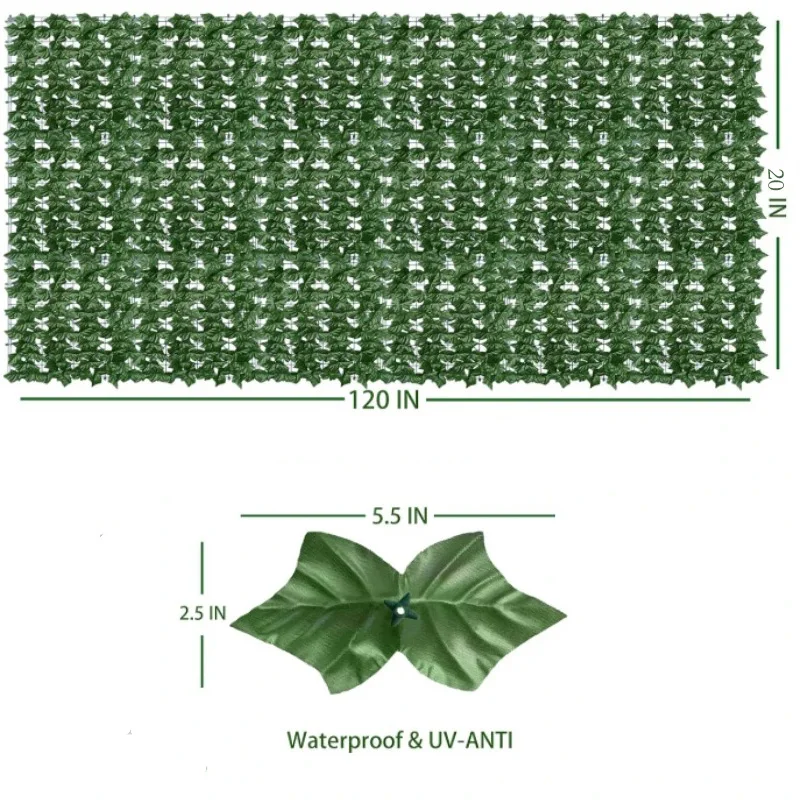 1X3m Artificial Ivy Hedge Green Leaf Fence Panels Faux Privacy Fence Screen for Home Outdoor Garden Balcony Decoration Plants