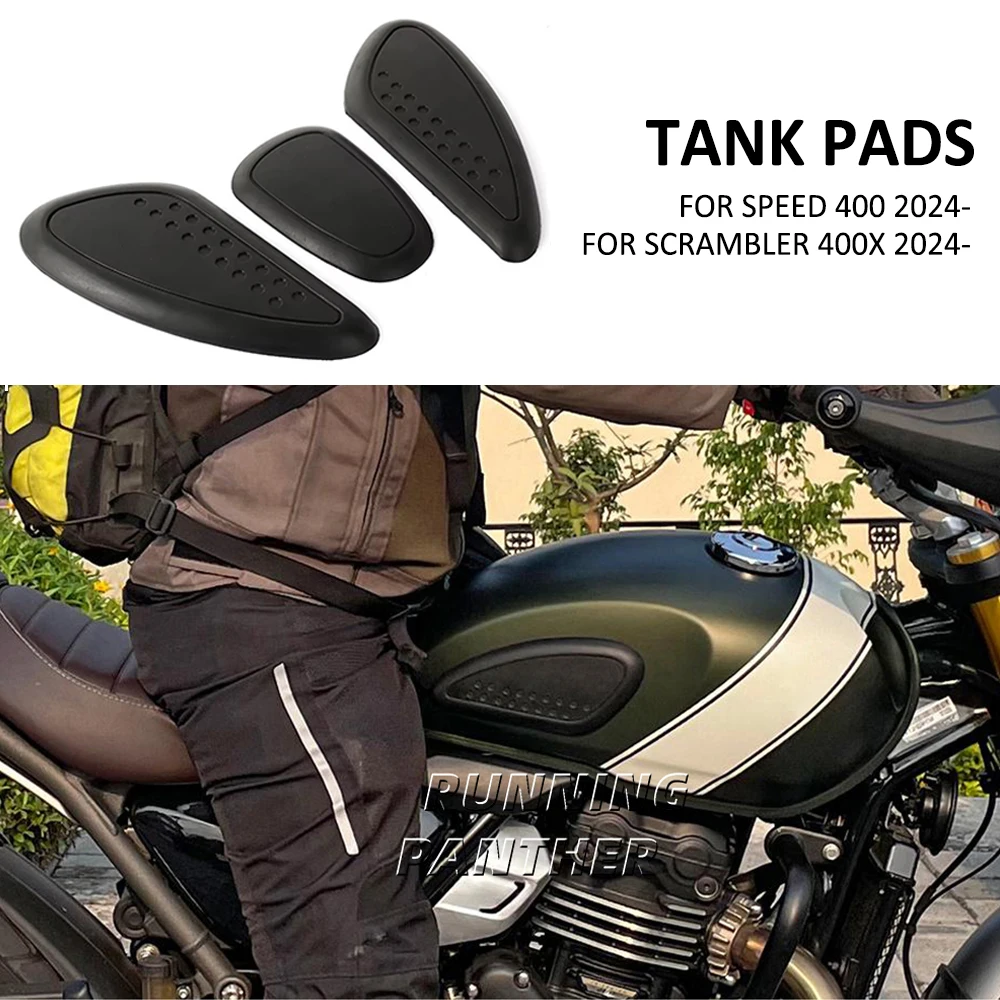 Motorcycle Side Fuel Oil Tank Pad Top Gas Protector Sticker Pads Waterproof Rubber Pad For Scrambler 400X Speed 400 2024 2025