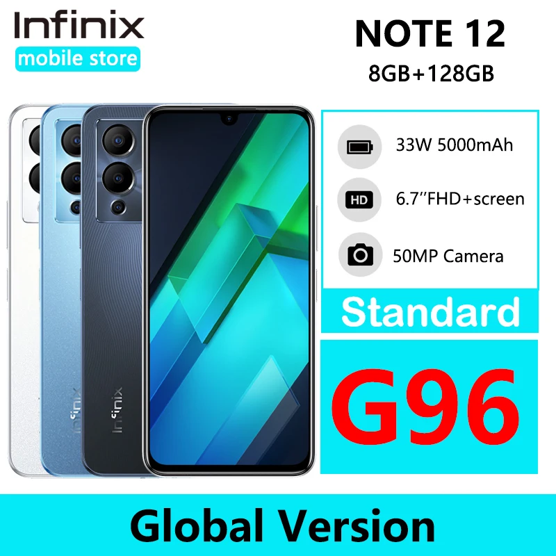 Global Version infinix NOTE 12 G96 8GB 128GB Smartphone 50MP Camera Gaming Processor 6.7