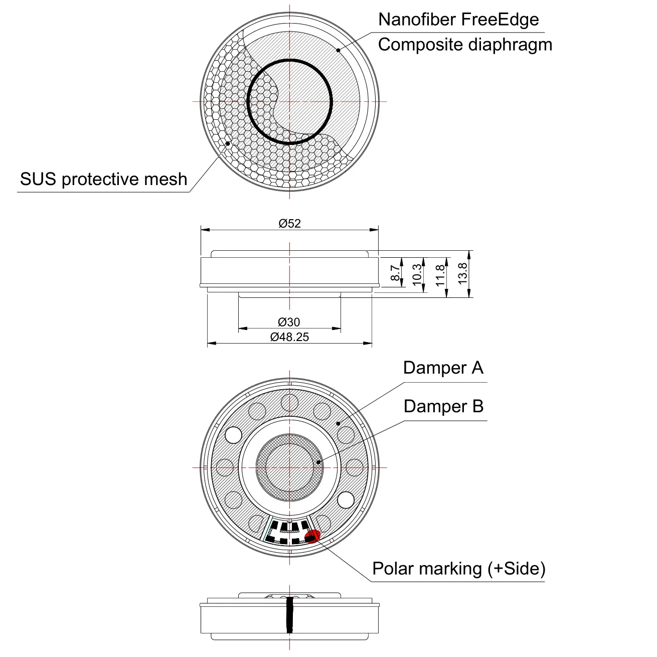 Hoofdtelefoonluidspreker 53Mm Met Originele Denon Ah-d9200 Pu Nanofiber Freeedge Diafragma En N52 Neodymium Magneet Hifi Driver Unit