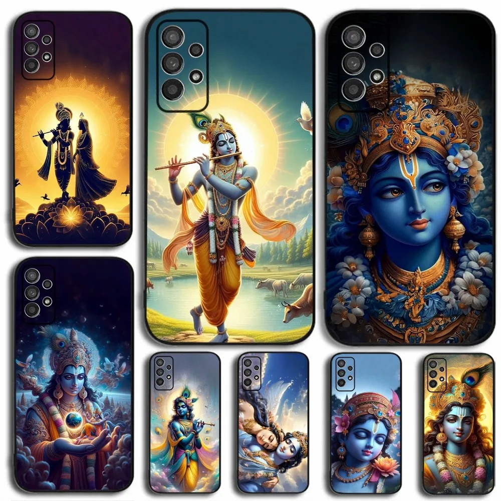 Vishnu Hare Krishna Phone Case For Samsung Galaxy A13,A21s,A22,A31,A32,A52,A53,A71,A80,A91 Soft Black Cover