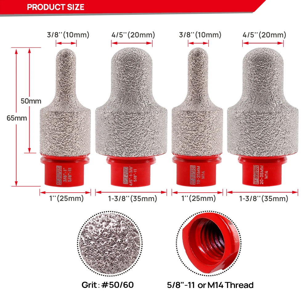 DT-DIATOOL 1pc Dia10-25mm diamante moagem dedo bit moldar buraco cerâmica mármore granito bancada ampliar fresa