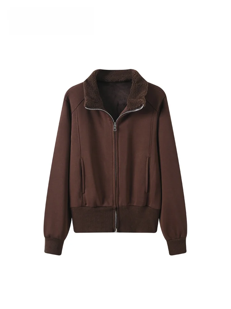 

CaraCLUB: Новая женская зимняя шерстяная куртка большого размера с длинными рукавами, на флисовой подкладке, теплая, повседневная, модная верхняя одежда для полных женщин