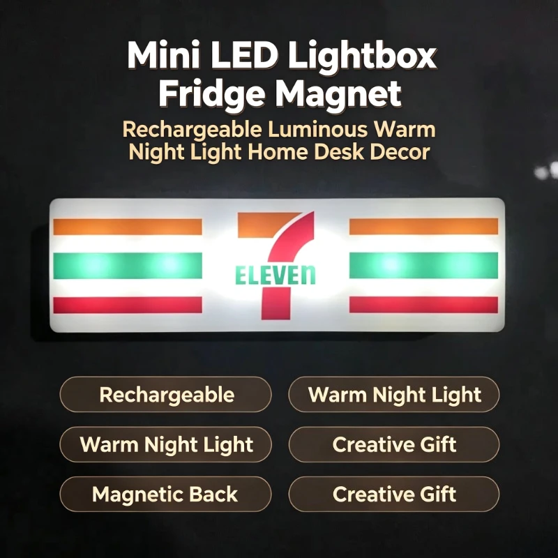 Rechargeable Mini LED Light Box Fridge Magnet Luminous Warm Night Light Refrigerator Sticker Home Desk Decor Gift