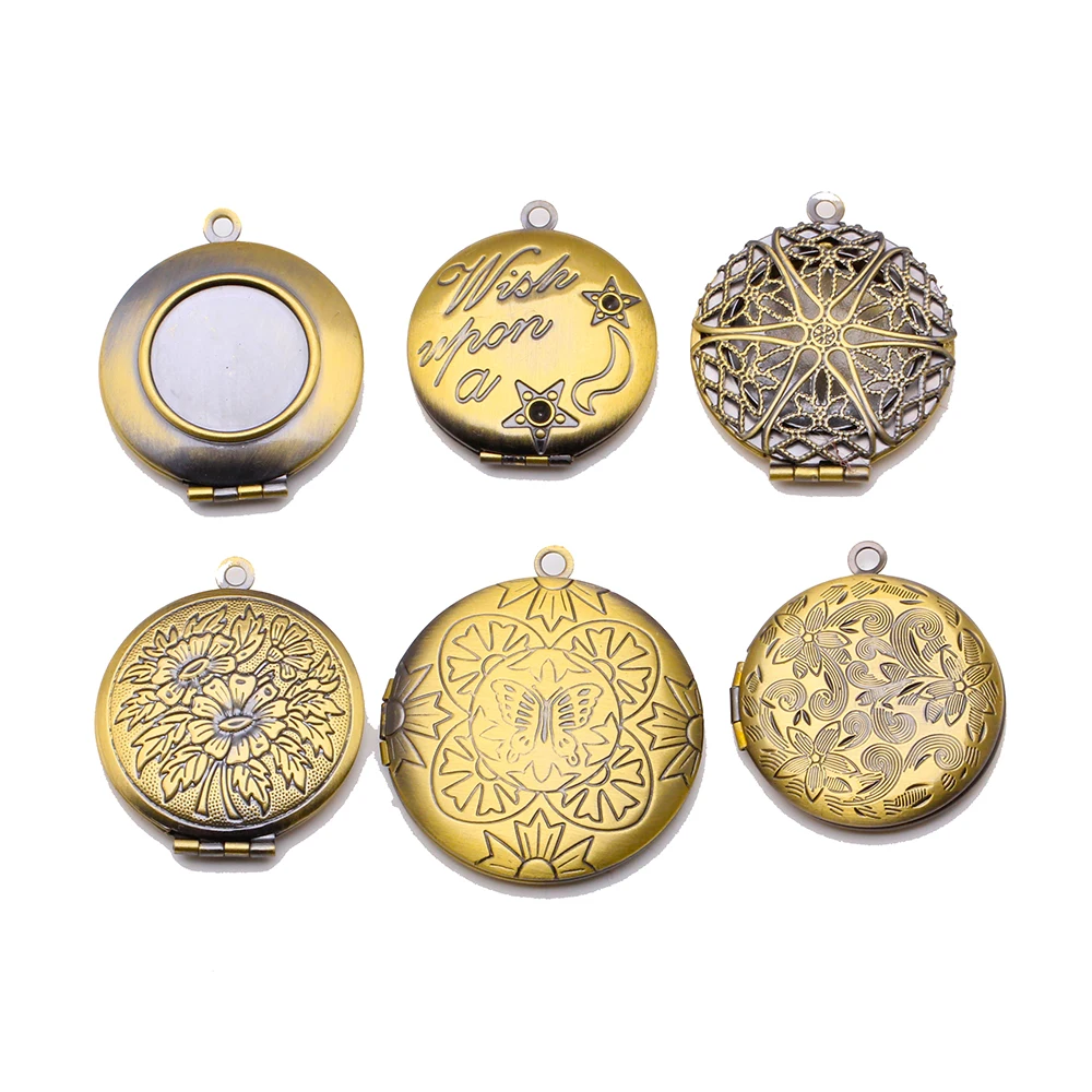 2pcs 29x29mm Photo Loclet Box Setting Brush Bronze Color Plated Heart Cameo Base Blank Tray Flowers Fragrance - view 4