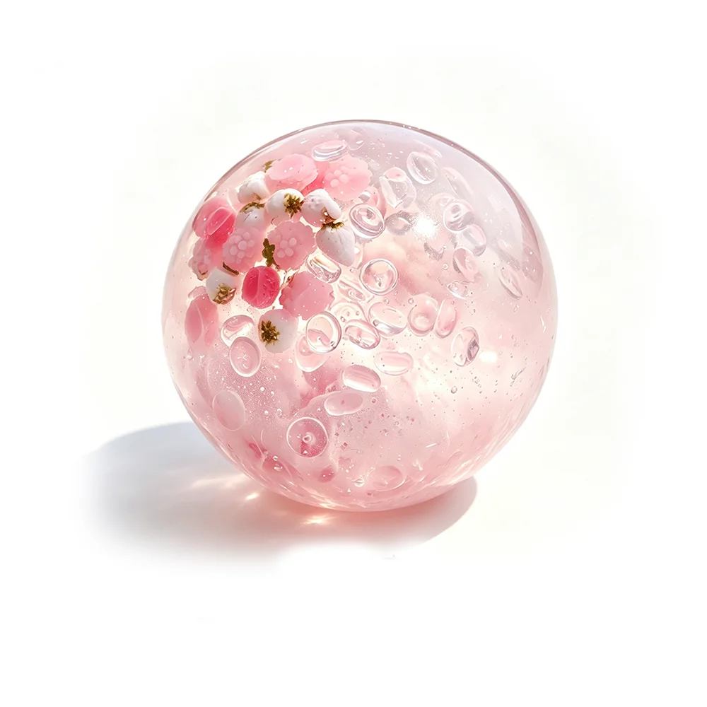 1pc Creative Transparent Sweet Handmade Pink Mulberry Strawberry Ball Soft Pinch Relieve Daily Stress Tension Slow Rebound Toy.