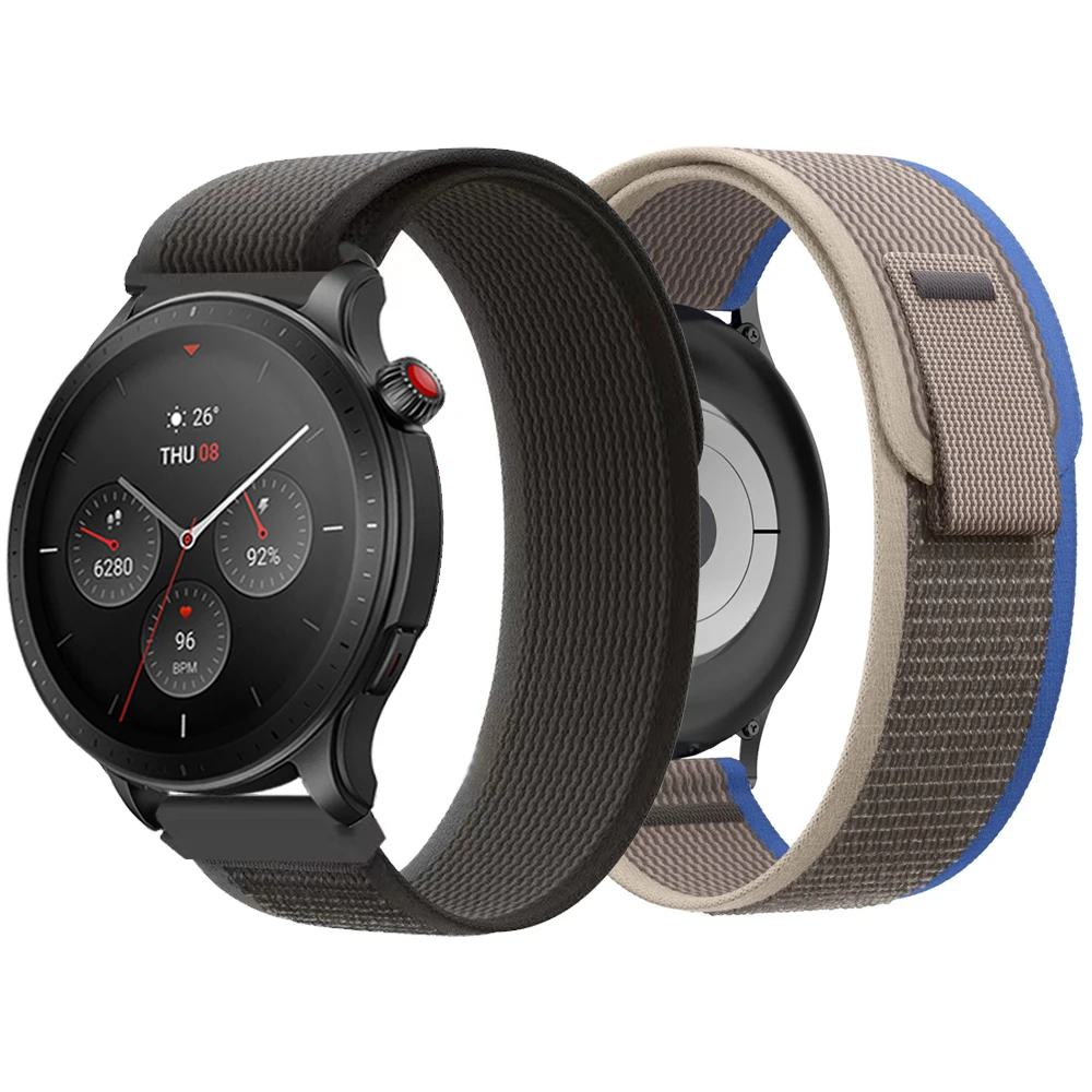 Sport Nylon Trail loop Bands For Amazfit GTR 4 / GTR 3 Pro 2 2e 47mm 42mm Watchbands For Amazfit GTS 4 / 3 Bip S 20 22mm Straps