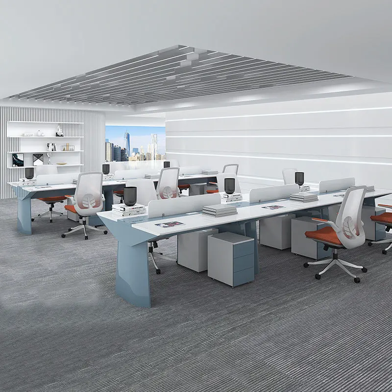 Staff desk simple modern paint staff seat 4/6 screen card seat work seat combination table and chair