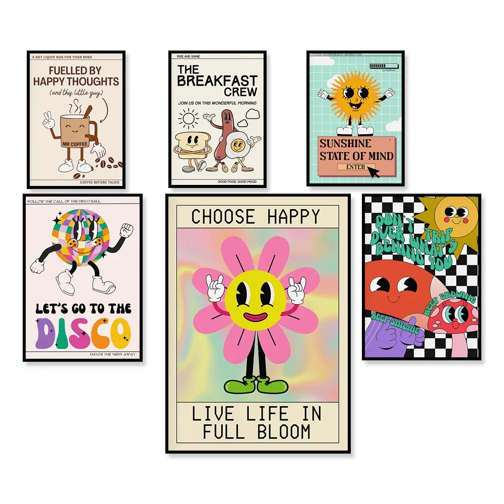 

Retro Mascot Sunshine Print - Sunshine State Of Mind, Cartoon Mascot, Positivity, Colourful 60s 70s Bold Funky Art