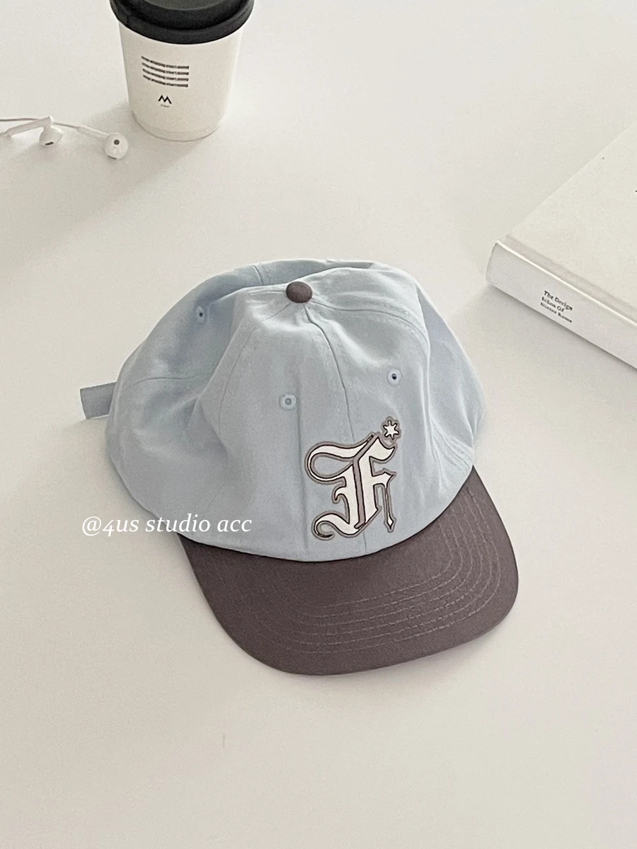 Flat brim color matching cap female Korean atmosphere street versatile flat edge hip hop baseball cap tide