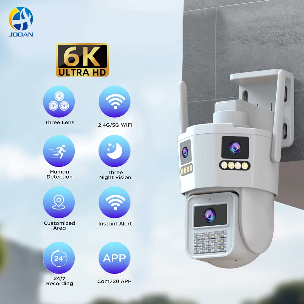 �y�Z�[�����zJOOAN 6K 12MP WiFi ���O�J���� 3 �����Y AI ���[�V�����ǐ� PTZ �r�f�I�J���� �Z�L�����e�B�ی� �h���Ď�