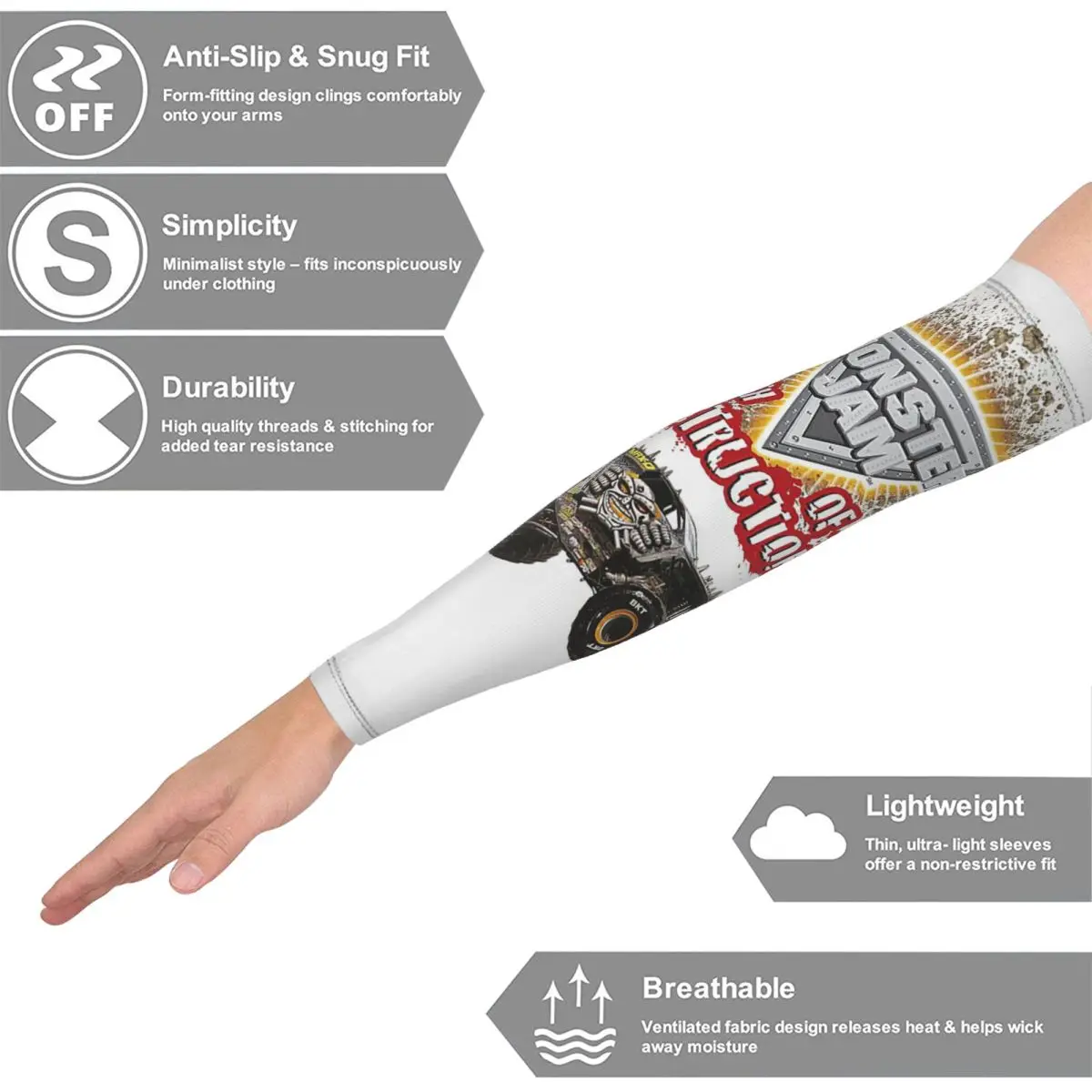 الكلاسيكية الوحش جام شاحنة نمط الذراع الأكمام الرجال النساء الشمس الأشعة فوق البنفسجية حماية الوشم التستر الرياضة التبريد ركوب الدراجات #5