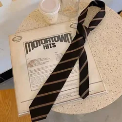 Coffee Striped Jk Tie Girl Japanese College Style Tie-free Printed Brown Tie