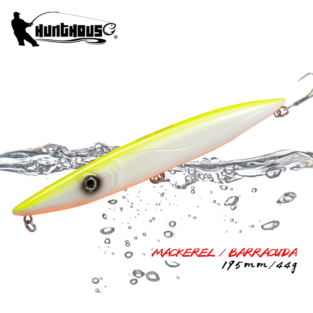 

Hunthouse Don Belone Pencil Fishing Lure Floating Walk Dog Topwater Hard Bait 195mm 44g Long Cast Stickbait Leerfish Bluefish