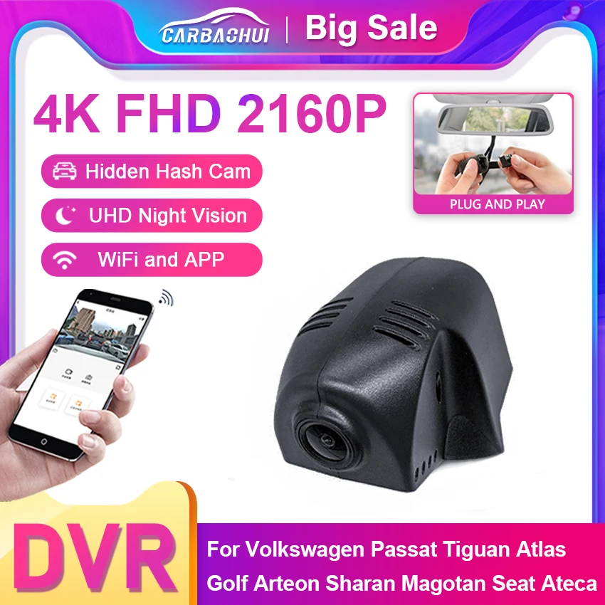 New Wifi 2160P Car Dvr Dash Cam for Volkswagen VW Passat Tiguan Allspace Atlas Golf Arteon Sharan Magotan Skoda Karoq Seat Ateca