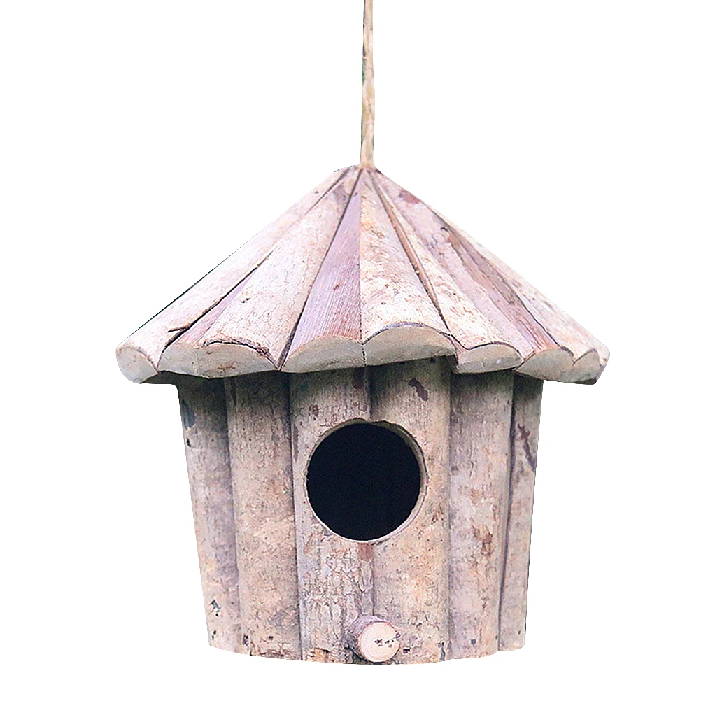 

Artificial Birds House Wooden Nest Simulated Creative Home Gardening Decoration Natural Wood Unique Practical Pet Supplies