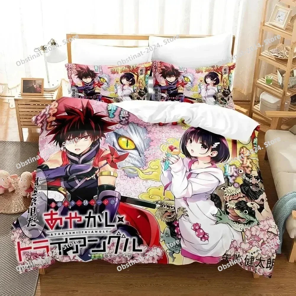 Anime Ayakashi Triangle Bedding Set Duvet Cover Bed Set Quilt Cover Pillowcase Comforter king Queen Size Boys Adult Bedding Set