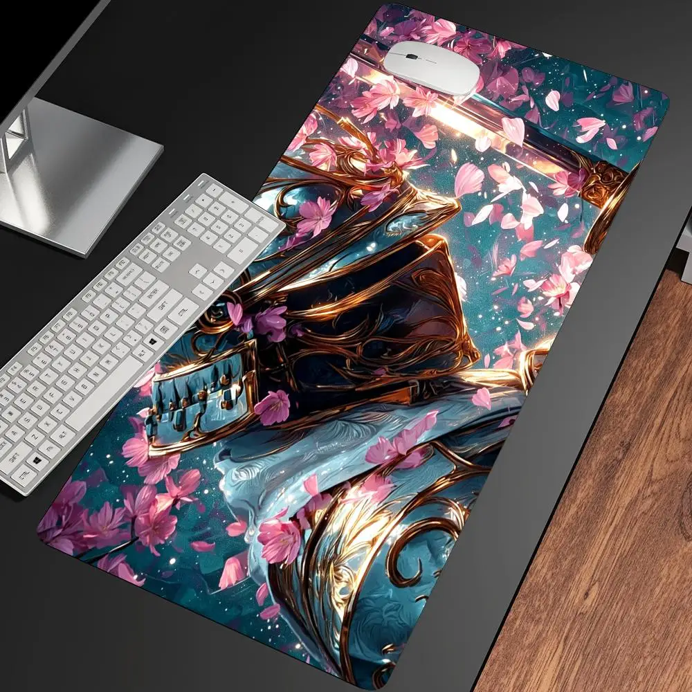 Samurai Sakura Mousepad Pc Accessories Desk Interior Gaming Mats Playmat Carpet Mouse Mat Desk Pad Office Decor Gamer Decoration