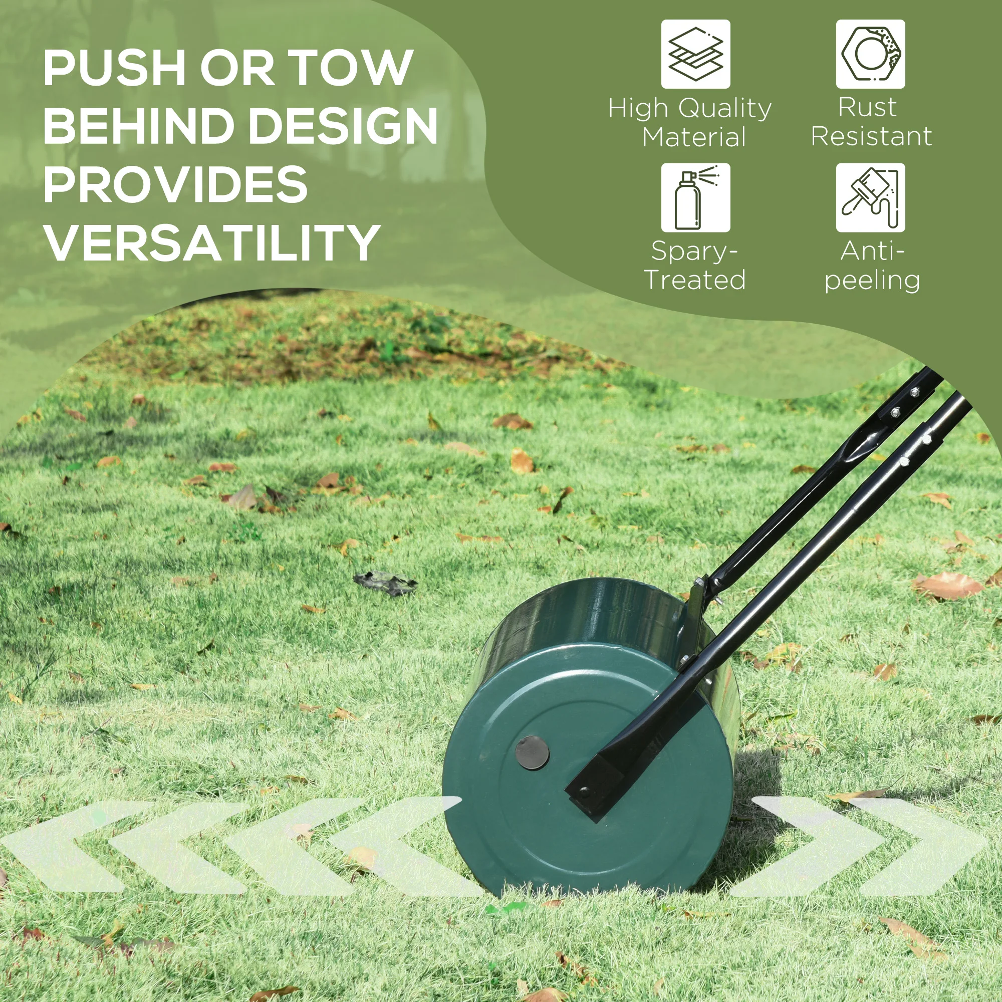 Outdoor 30 L Garden Lawn Roller Heavy Duty Rolling Grass Roller Handle