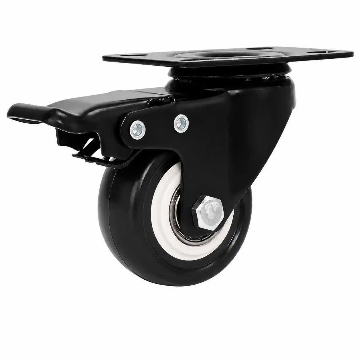 Gold Diamond Style Caster Wheels 2 Inch Swivel Plate Casters with Brake Lock 4 Pack Silent Rubber Tread Replacement Wheels for