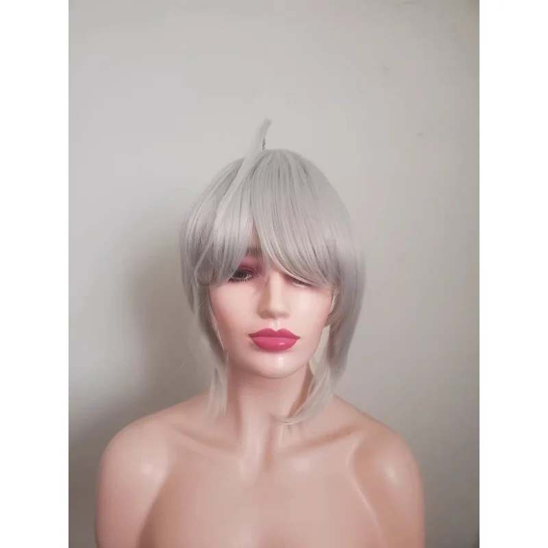 

Women's Short Silver Grey Wig Ladies Synthetic Curly Wigs