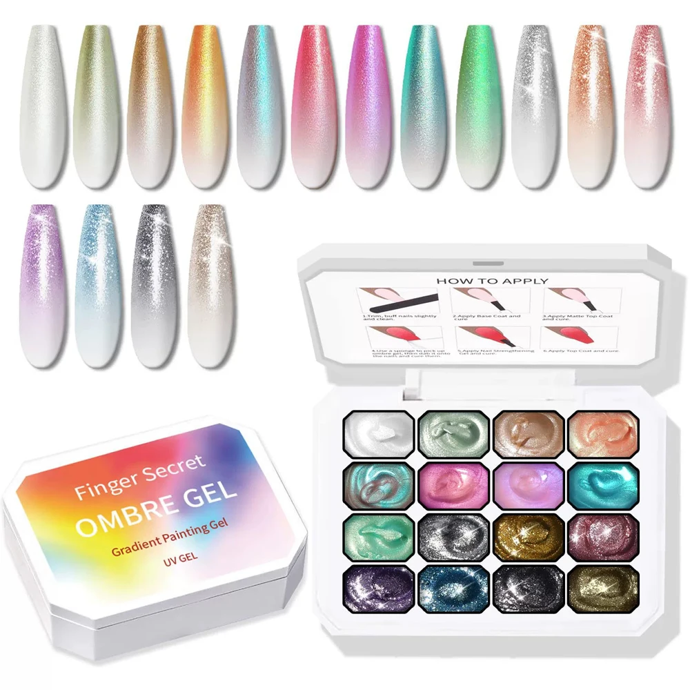 9-24 Farben Solid Cream Ombre Gel Palette Farbverlauf Malerei Schwamm Nagellack Schimmer Glitzer Aurora UV LED Maniküre Kunst Set