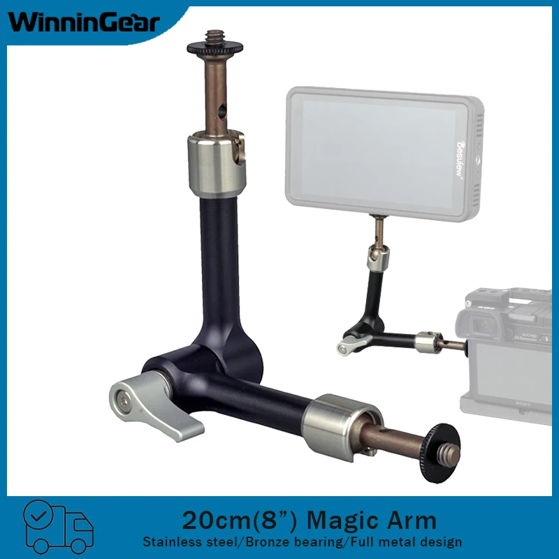 

20cm 8" Adjustable Friction Articulating Arm Stainless Steel Magic Arm with 1/4" Thread Screw for Monitor Camera