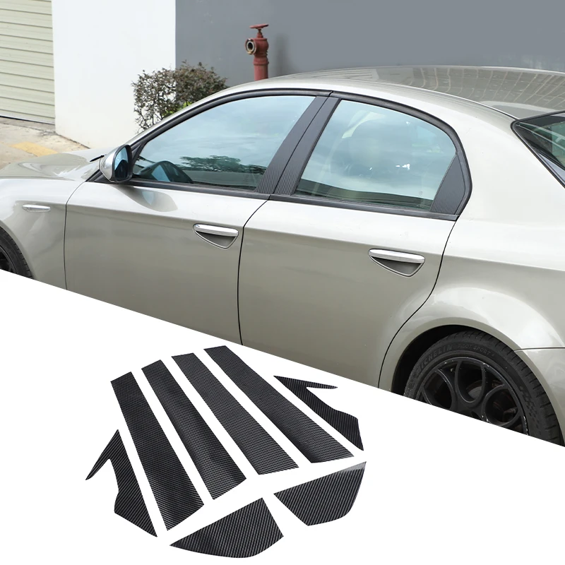Für Alfa Romeo 159 2004-2011 PVC Carbon-Optik Fenster ABC-Säulen Vinyl-Aufkleber Säulenverkleidung Zubehör