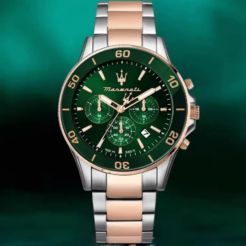 Reloj original Maserati, reloj deportivo de tendencia fantasma de agua verde para hombre, reloj de cuarzo auténtico para estudiantes de Europa y América, verde
