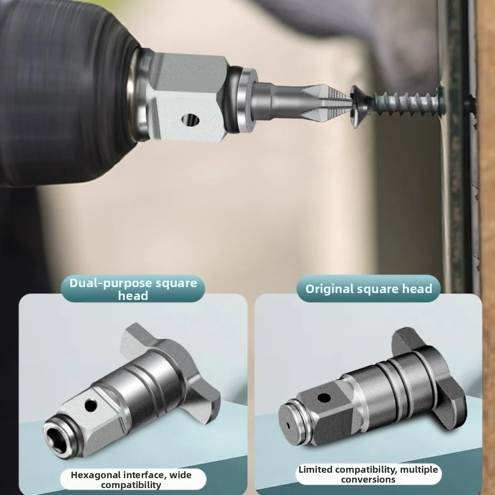 1/4'' Square Shaft Impact Wrench Adapter Hex T-type Shaft Dual-Use Design Wrench Spanner Converter Brushless Motor