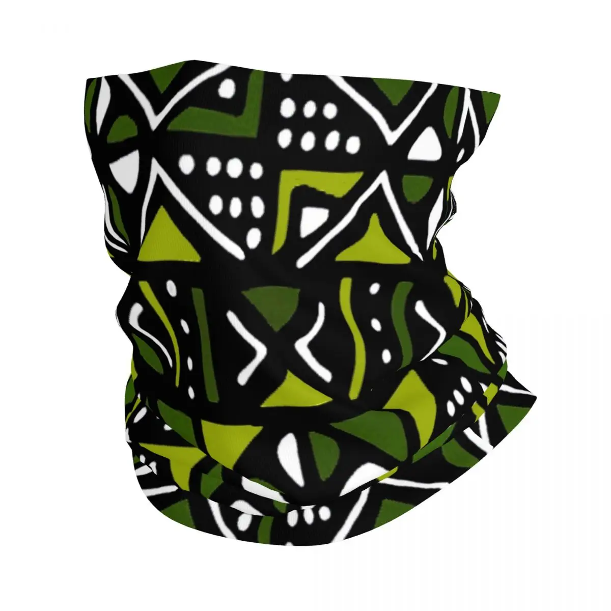 Lime Green Mudcloth African Tribal Print Bandana Neck Cover Printed Mask Scarf Warm Headband Running Unisex Adult Washable