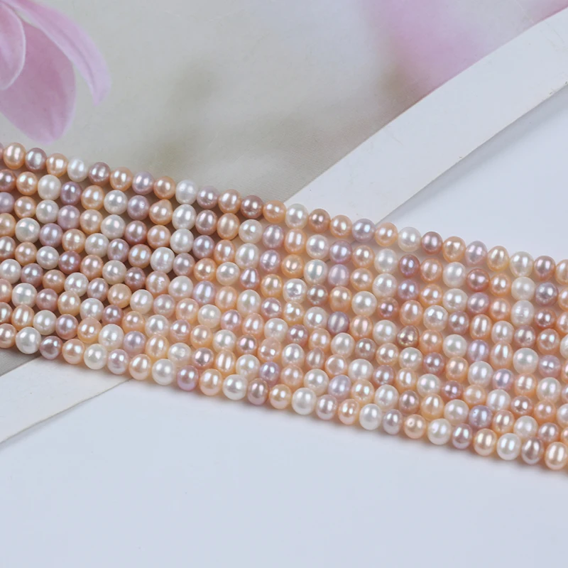 Hot Selling 4-5mm Near Round White Pink Purple Color Freshwater Loose Pearl Beads For DIY Necklace Bracelet