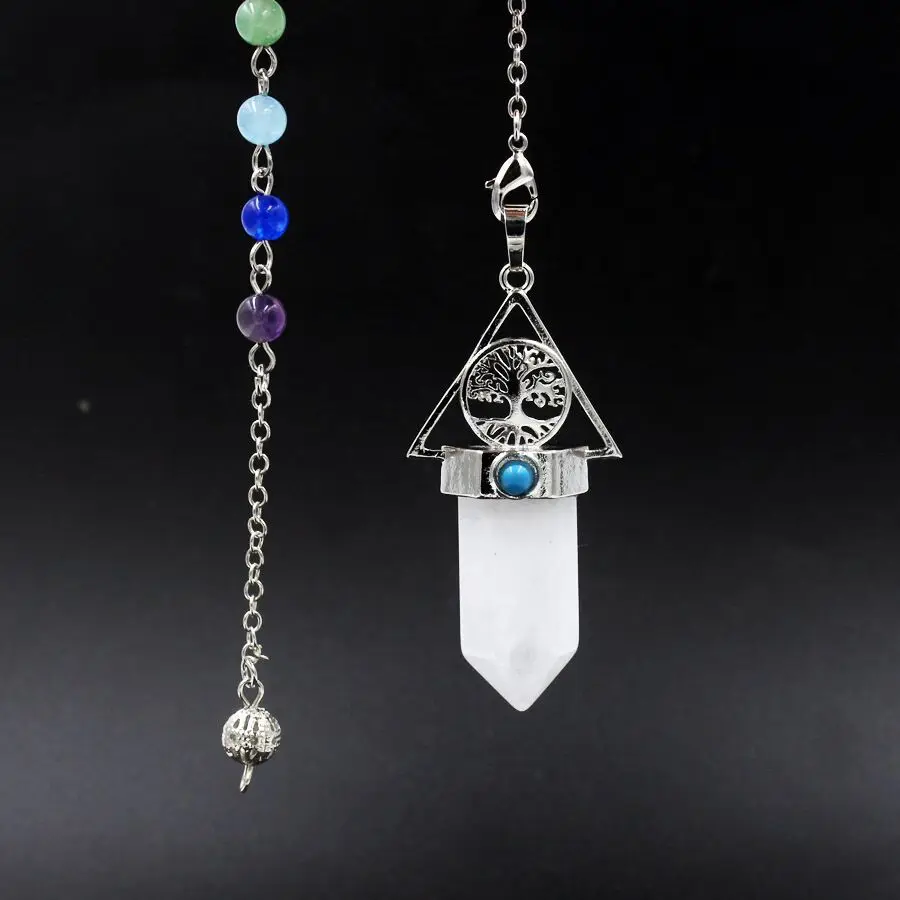 Healing Natural Stone Pendant Clear Quartz Rock Crystals Pendulums for  Divination Chakra Tree of Life Hxagonal Pointed Pendulo