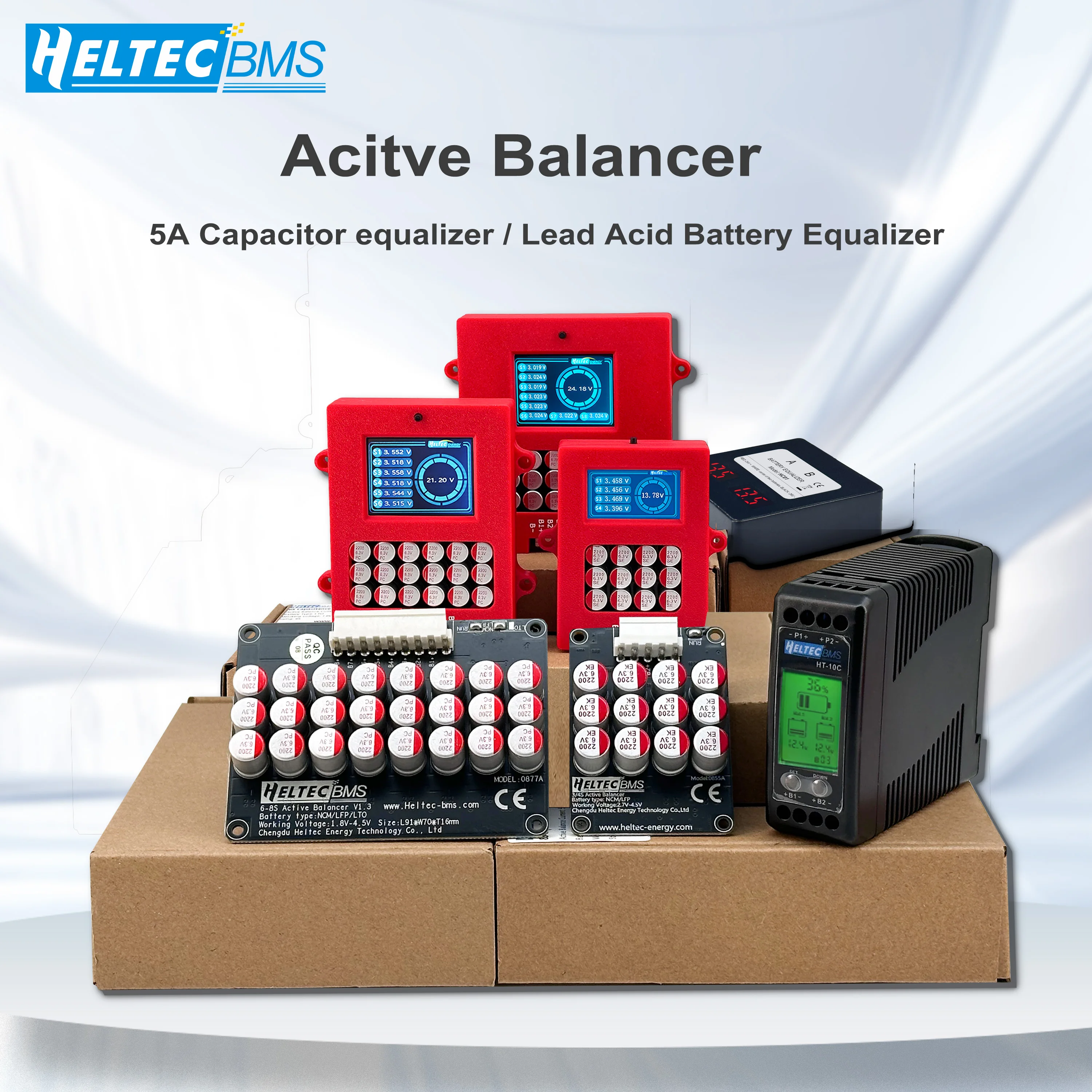 

Активный балансир Heltec 5A для свинцово-кислотных, LiFePO4, Li-ion аккумуляторов 12В-48В для солнечных систем, автодомов, гольф-каров, BMS с функцией передачи энергии