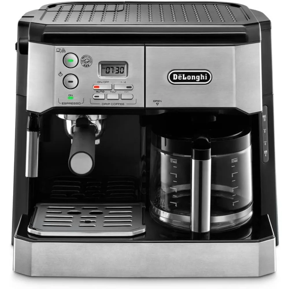 BCO430 Combination Pump Espresso and 10-Cup Drip Coffee Machine with Frothing Wand, Silver and Black