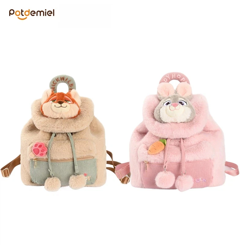 potdemiel-plush-backpack-zootopia-judy-hopps-fluffy-fuzzy-winter-corduroy-pocket-daily-travel-backpack