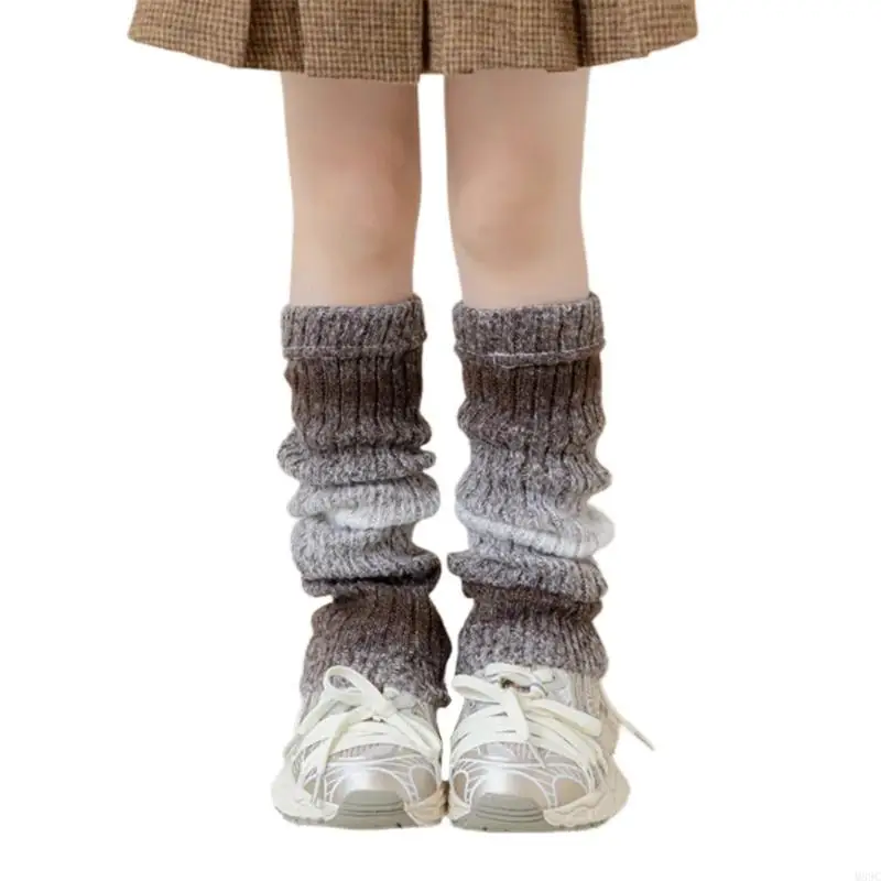 M89C متدرج اللون تدفئة الساق فستان سميك طماق جوارب الشتاء فتاة المدرسة