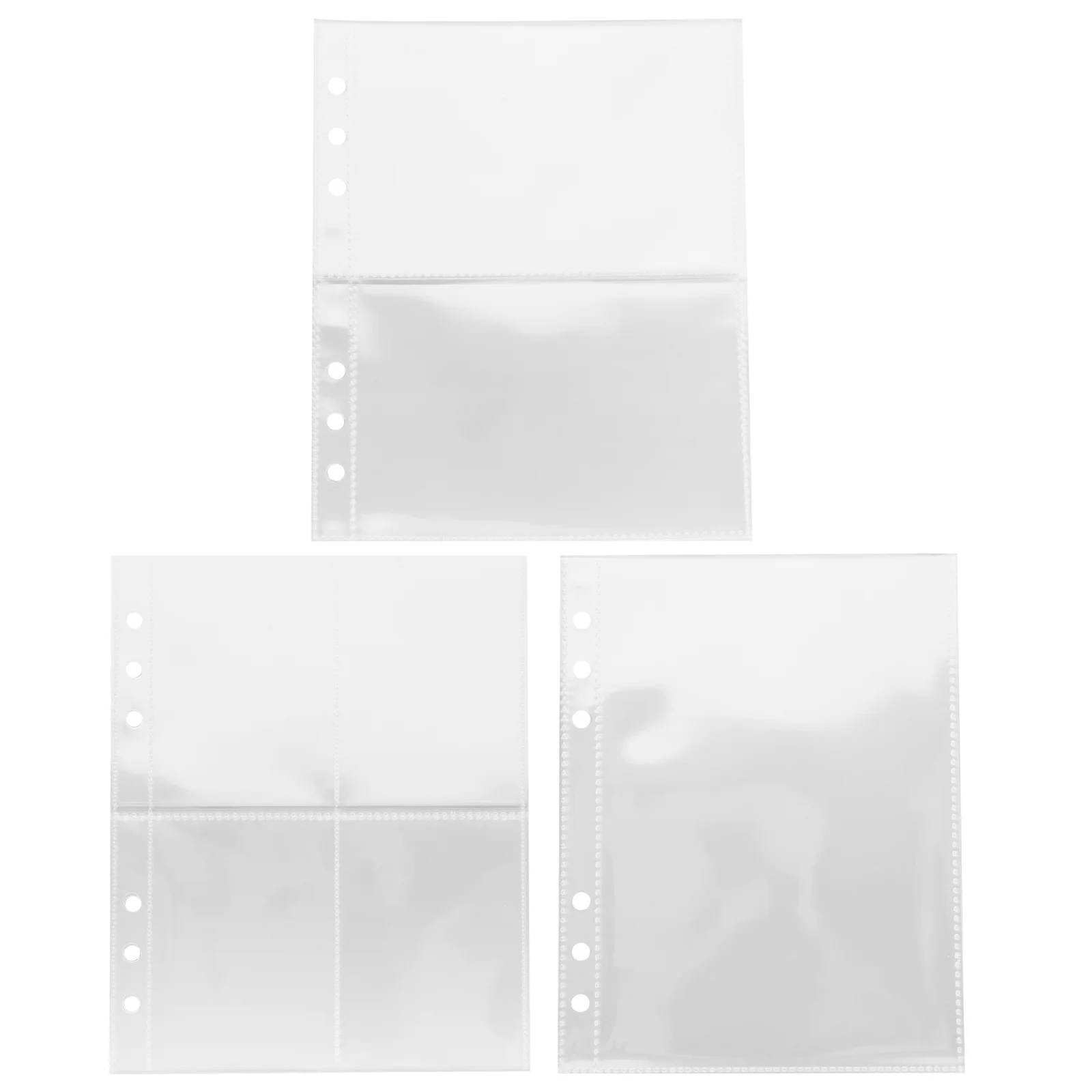 

3 Books Card Album Loose-Leaf Replacement Pages Transparent Photo Album Sleeves Clear Protective Plastic Photo Card Sleeves