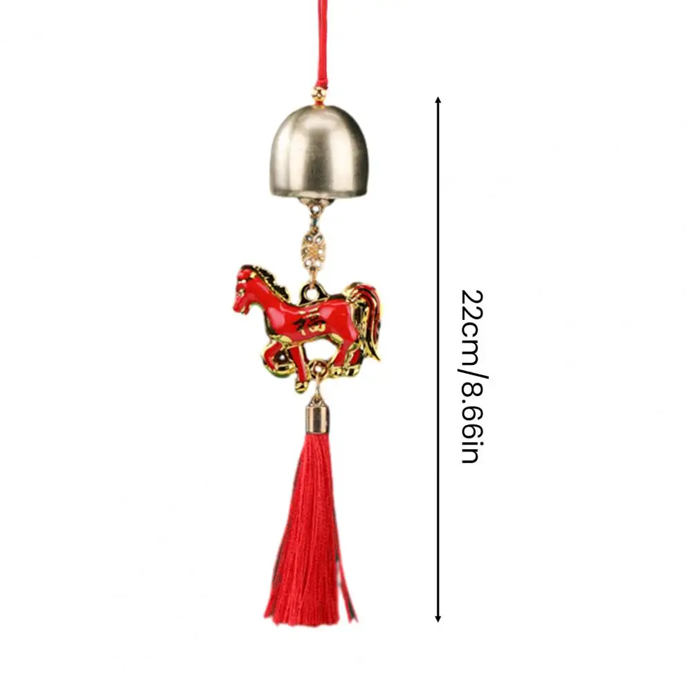 السنة الصينية الجديدة الحصان قلادة 2026 فنغ شوي زودياك الحيوان سحر معلقة شرابة زخرفة مع جرس لباب نافذة ديكور السيارة
