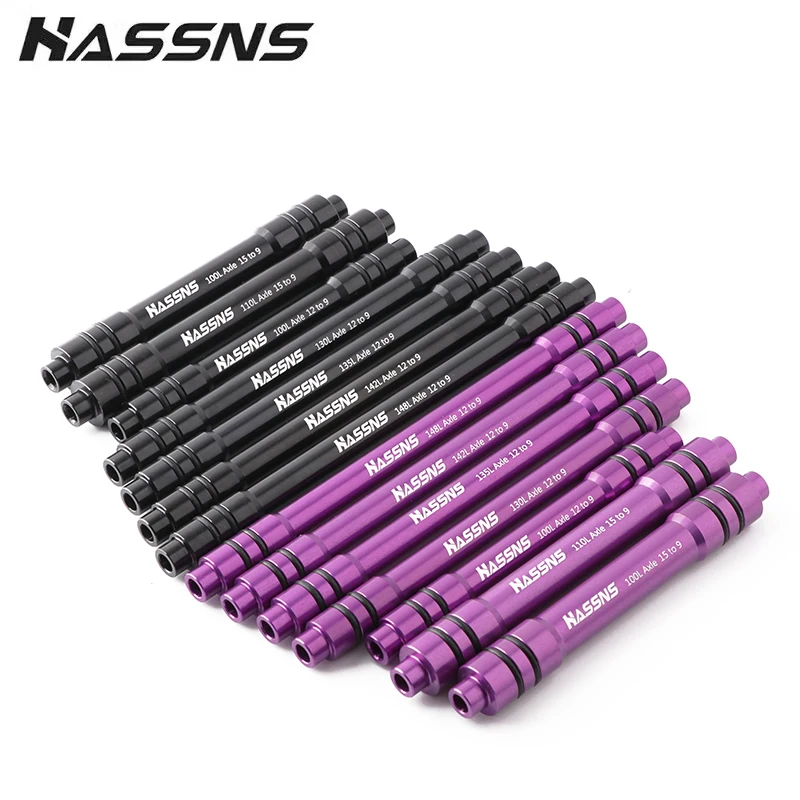 HASSNS MTB Thru Axle Adapter Mountain Bike Shaft Rear Hub Skewers 12 to 9mm 15 To 9MM Thru Axle Adapter Bicycle Wheel Axishub