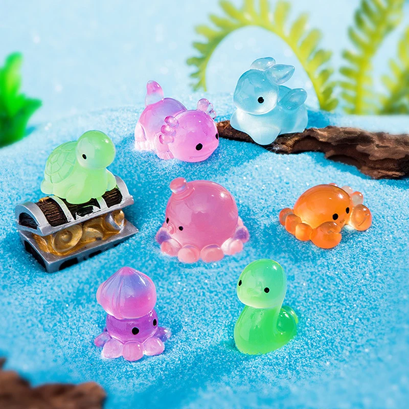 Lichtgevend zeedierenornament Mini Glow Animal Hanger Micro Fish Tank Krab Dolfijn Octopus Decoratie Landschap