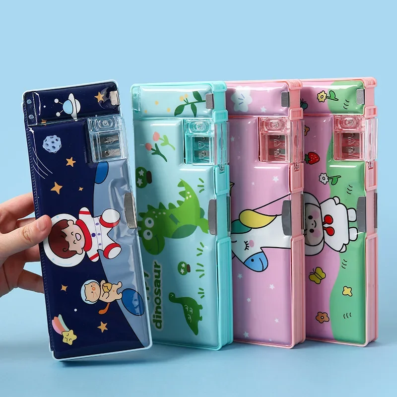 New Multifunctional Cute Creative Pencil Case Men Women's Transformational Double Layer Large Capacity Storage Pen Box