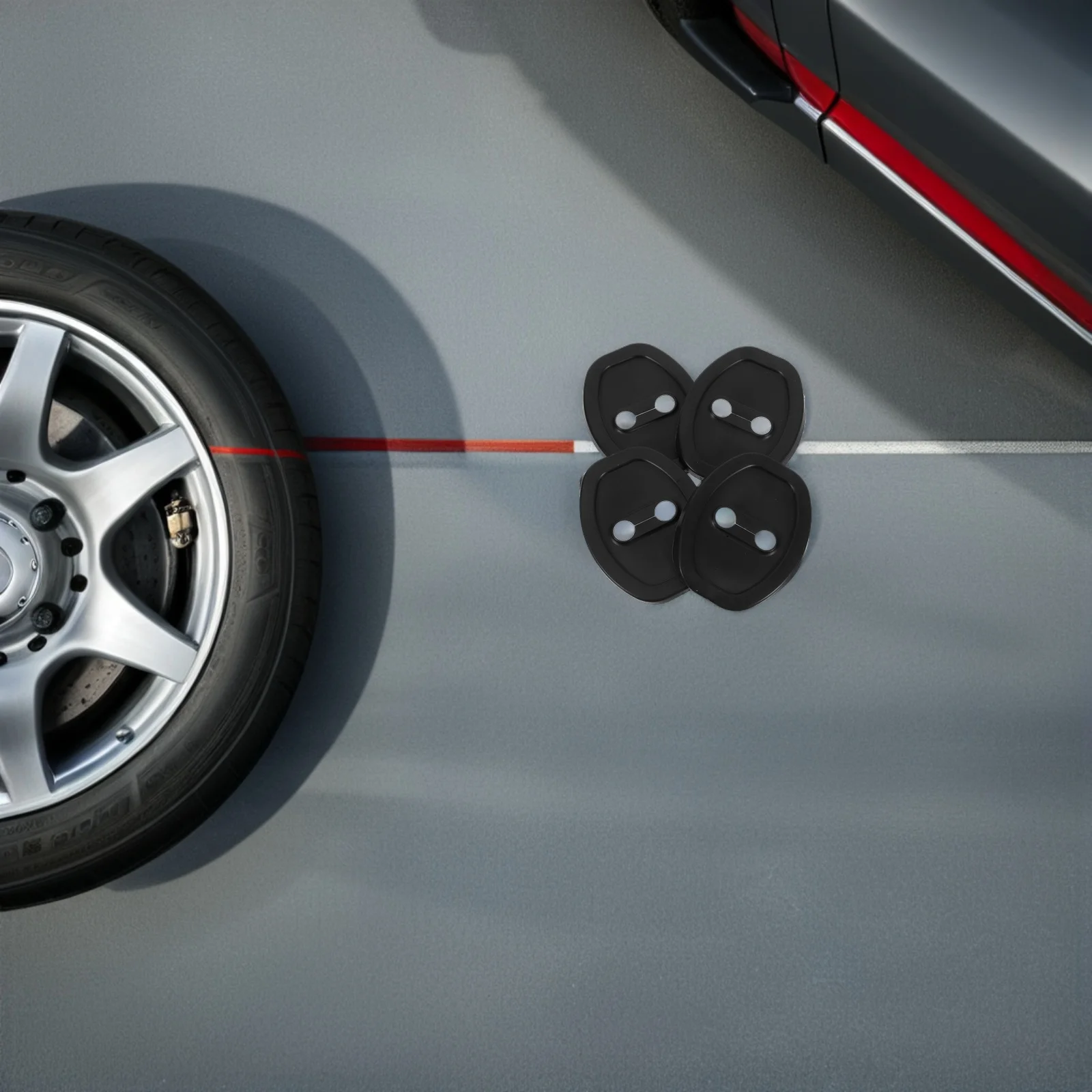 

4pcs Car Door Lock Protective Cover Black White Shock Absorption Pad Latch Guard Noise Reduction Universal Vehicle Doors Locks