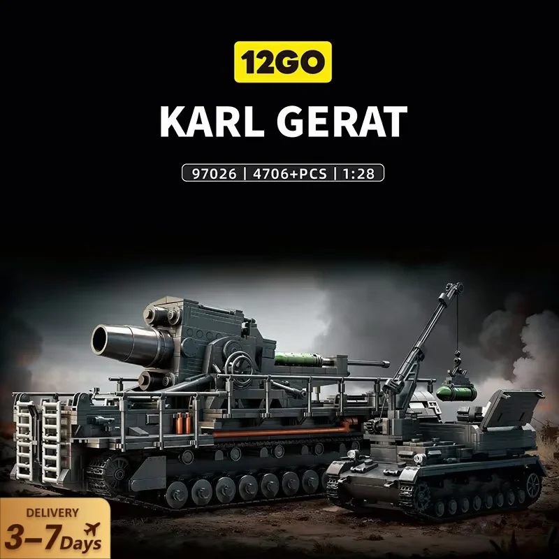 Klemmbausteine KARL GERAT Panzer Bausteine Technik Militär Gerat Große Kanone Munitionstransporter Montagemodell Bausteine Sammelspielzeug Erwachsenengeschenk 4706 Teile