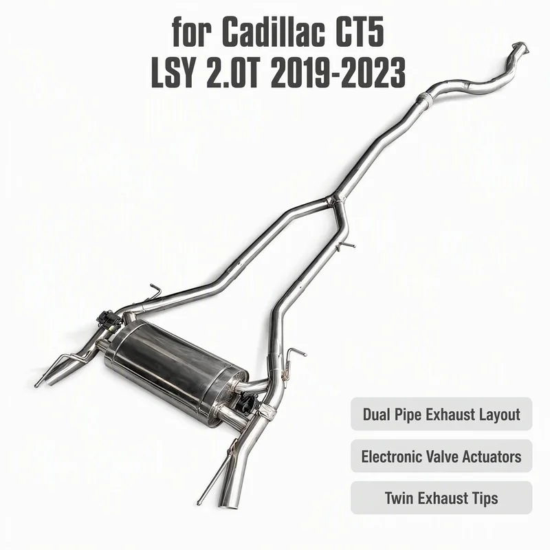SS304 Cat-Back Exhaust for Cadillac CT5 LSY 2.0T 2019-2023 TIG Welded Deep Tone Performance Tuning