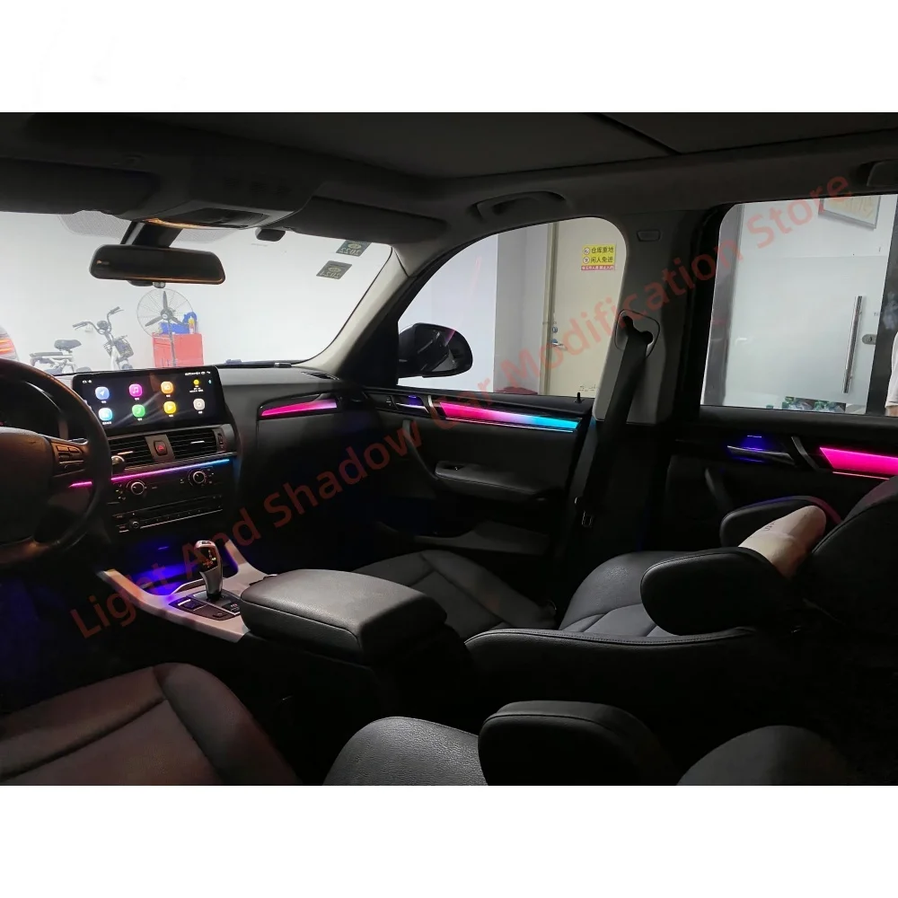 لسيارات BMW X3 X4 F25 F26 مصابيح الغلاف الجوي ترقية الإضاءة الداخلية للسيارات اكسسوارات السيارات 1:1 لوحة الكسوة LED الضوء المحيط