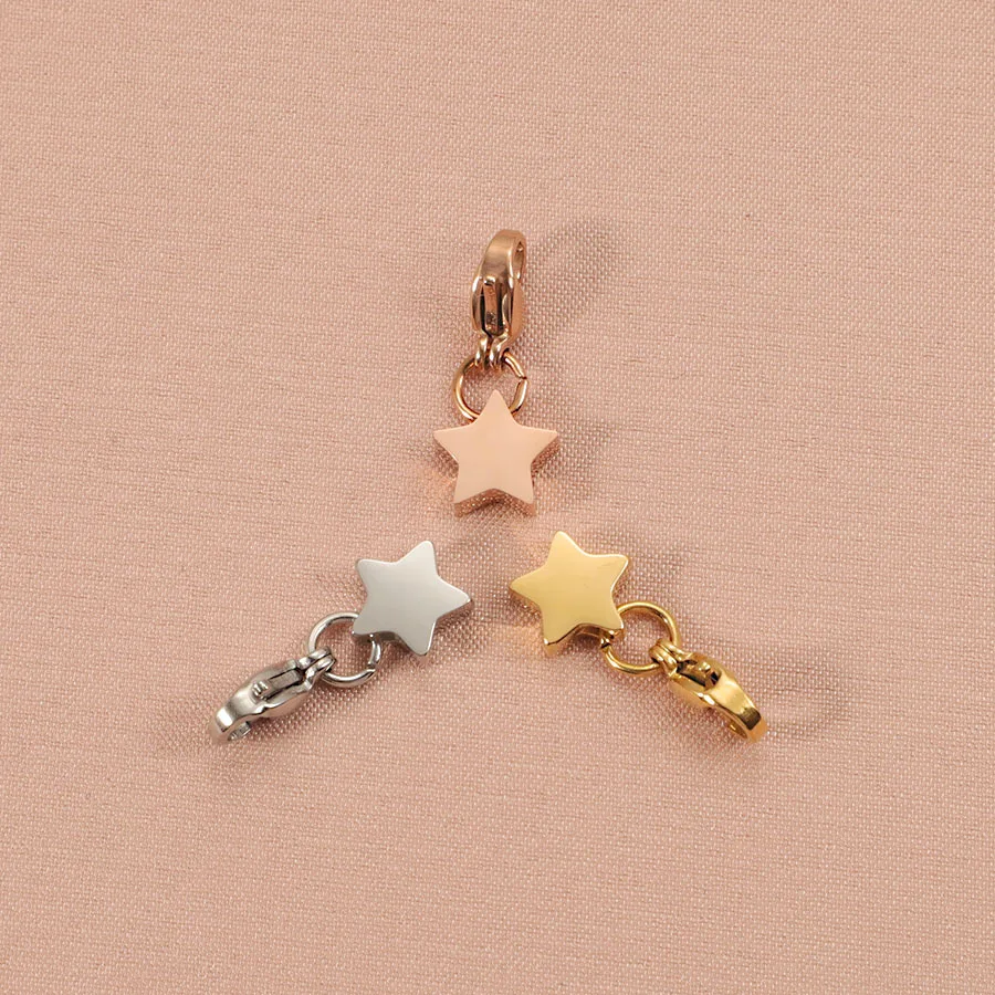 New Lobster Buckle Creative Simple Stainless Steel Star Plane Charm Waterproof and Allergy Resistant Jewelry Accessories Pendant